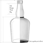 technical drawing of a designed liquor glass bottle