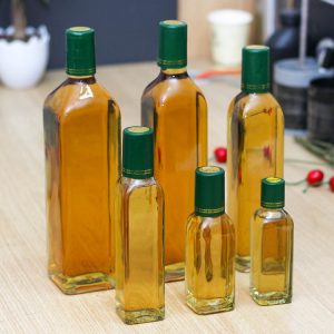 Square 250ml 500ml 750ml Clear oil glass bottle custom label