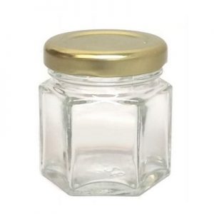 180ml hexgonal jam glass jar with tin lid