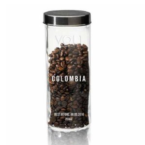 Luxury slim glass jar for coffee bean package
