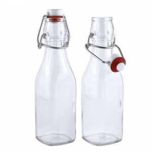 Swing top glass bottle with printing round and square