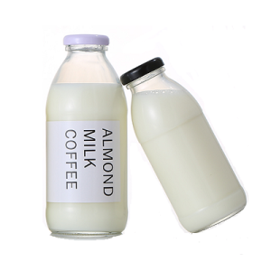 Wholesale 300ml glass milk bottle with lids