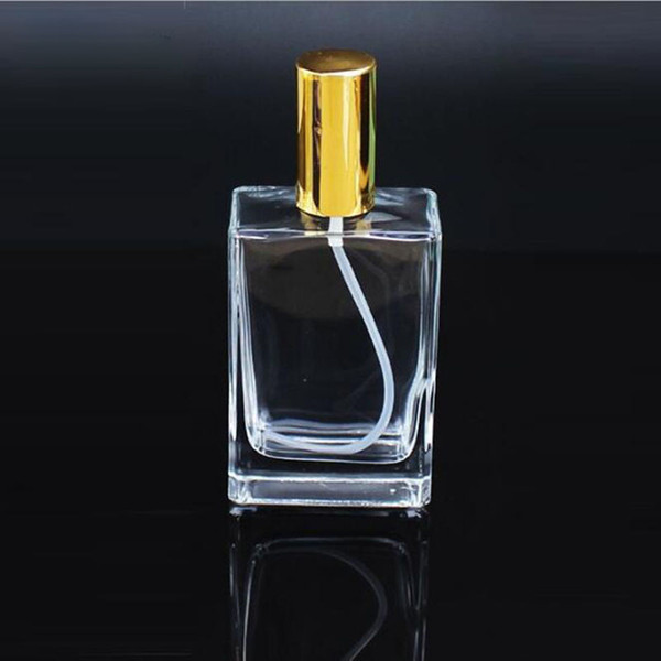 Frosted square 50ml perfume glass bottle with pump – Glass Bottle ...