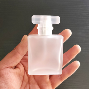 Frosted square 50ml perfume glass bottle with pump