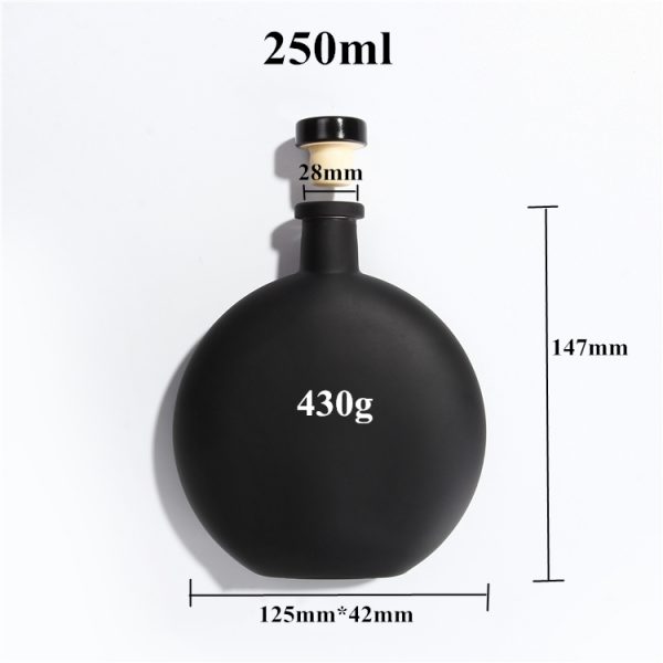250ml black disc glass bottle