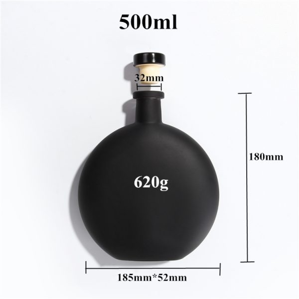 500ml black disc glass bottle