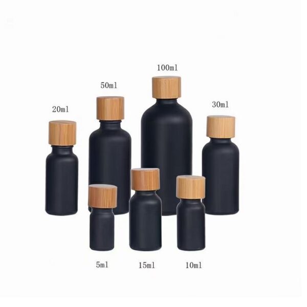black oil bottle bamboo caps