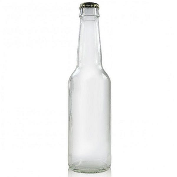 clear beer bottle