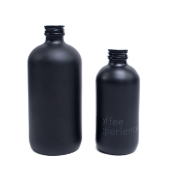 Black round coffee bottles