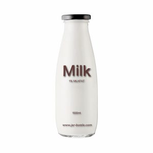 Traditional round milk glass bottle