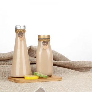 Triangle milk glass bottle