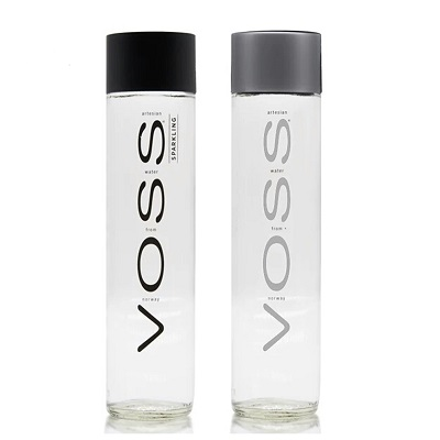 Grey Cap 8 VOSS Empty Large Clear Glass Water Bottles 27.05 oz from Norway 
