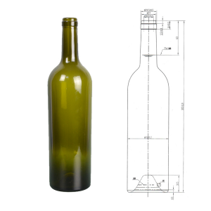 antique green 750ml wine bottle