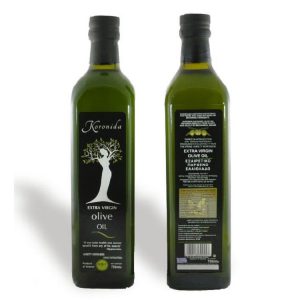 Marasca green glass oil bottle