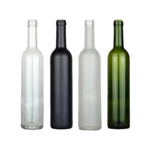 Frosted 750ml wine glass bottle with cork
