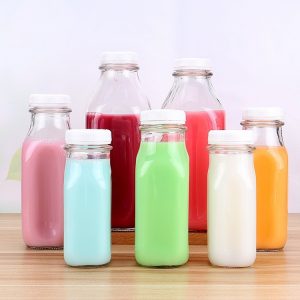 Square milk glass bottles