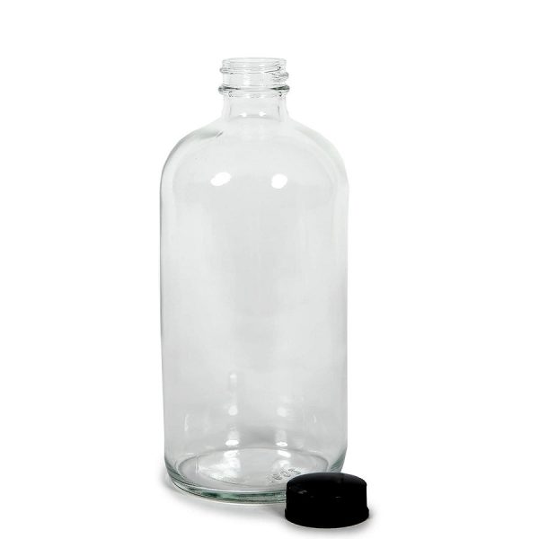 clear 16oz boston round glass bottle