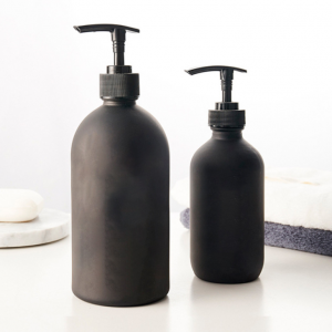 Custom black soap glass bottle with pump