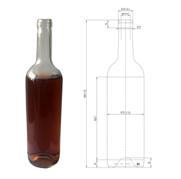 750ml wine bottle drawing