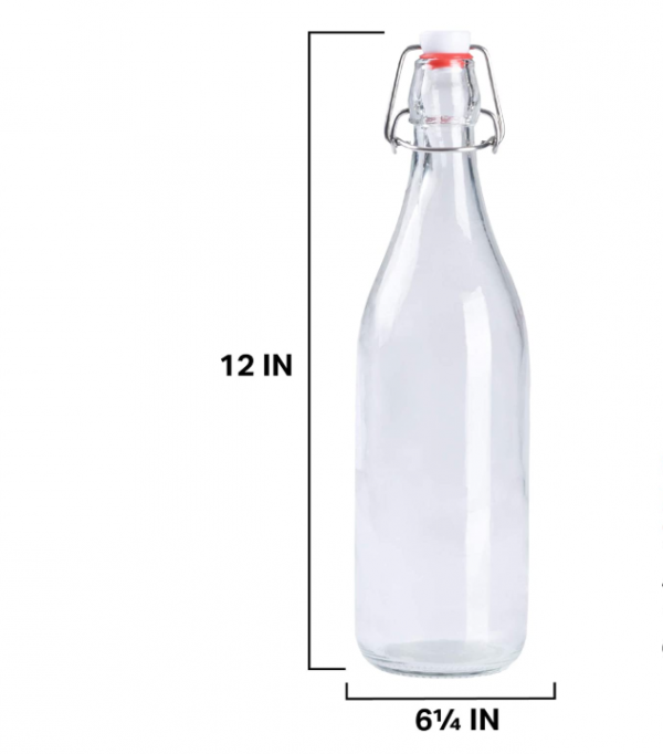 Custom print blue colored 1 liter swing top glass bottle Glass bottle