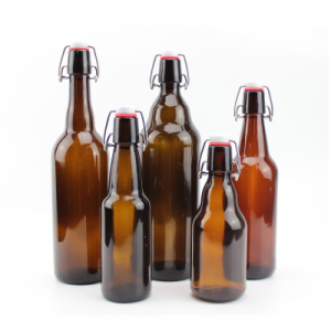 Swing top amber beer glass bottles