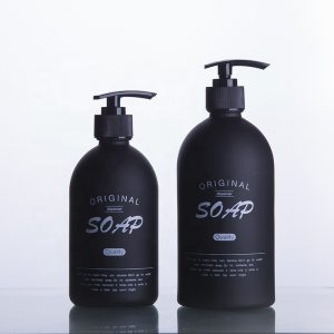 black liquid soap bottle with dispenser