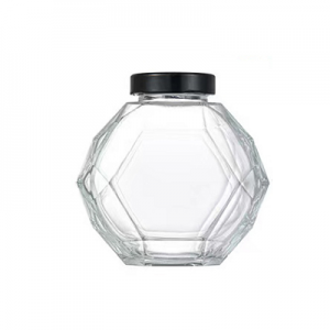Flat hexagonal glass jar custom shape glass jar