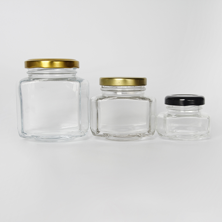 Flat hexagonal glass jar custom shape glass jar Glass Bottle & Jars Wholesale MyEasyGlass