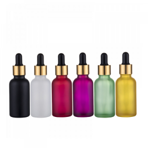 Frosted colored 30ml glass essential oil dropper bottle