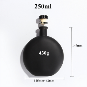 Black 250ml flask coffee glass olive oil bottle with cork