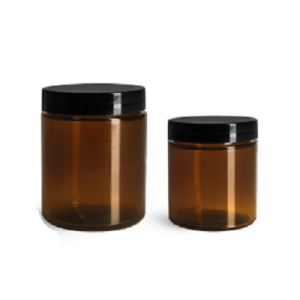 Dark amber 2oz 60ml cosmetic glass jar with gold lids