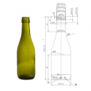 Green 187ml wine glass bottle with Aluminum tamper lid