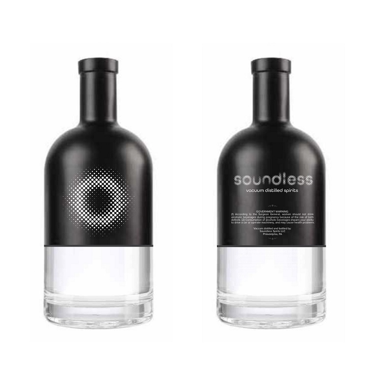 Custom colored black 500ml glass vodka Gin bottle
