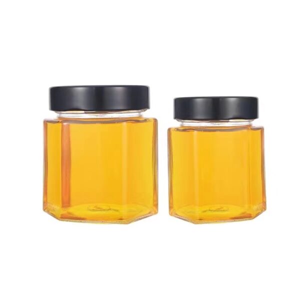 hexagonal honey jars