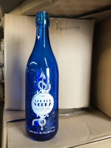 blue liquor bottle