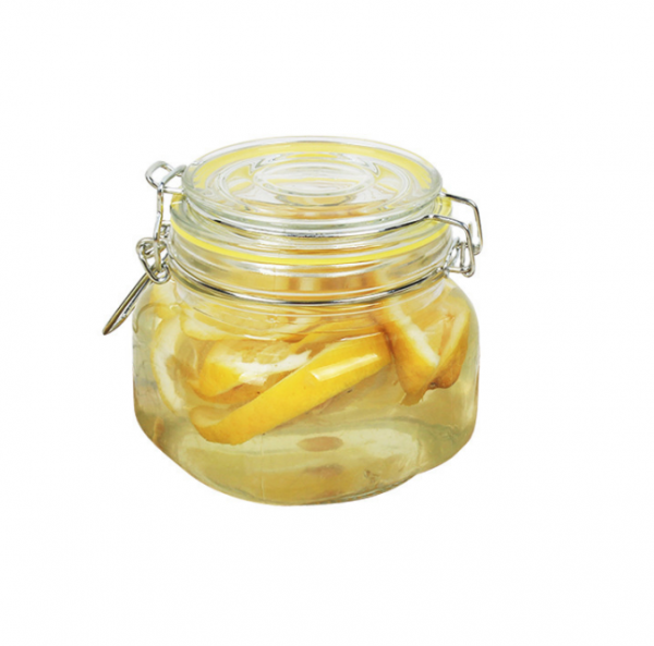 square storage glass jar with clip top