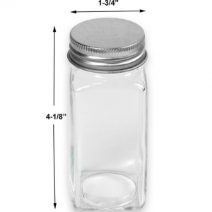 4oz square spice glass jar plastic cap