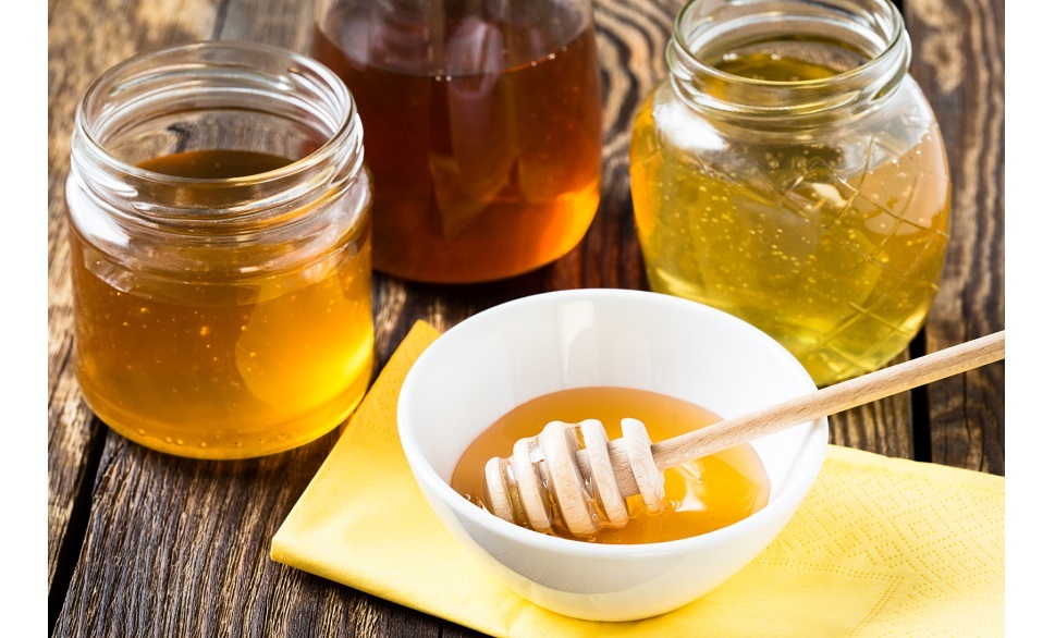 honey glass jars with honey