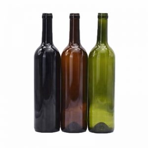 Green brown black color 750ml wine liquor glass bottle with cork top