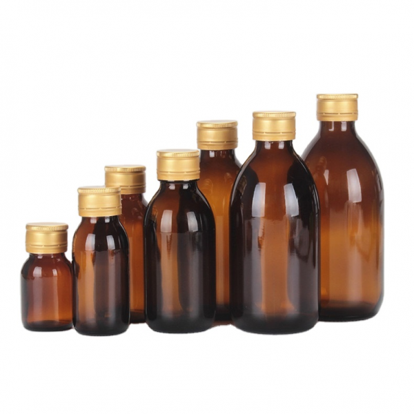 syrup bottle with golden lids
