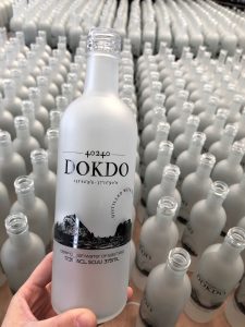 frosted liquor bottle with printing