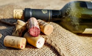 wine bottle with cork closure