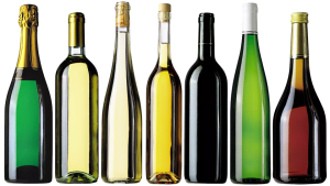 wine bottles in different shape and different color