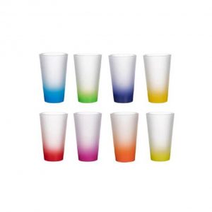 rainbow printing on the bottom of glass cups