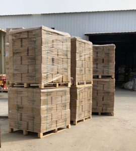 glass bottle are packed in pallets ready for delivery
