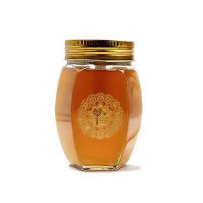 hexagonal honey jar with screw lid
