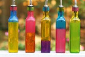custom colored glass olive oil bottle