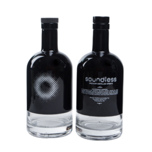 matt black glass spirit liquor bottle