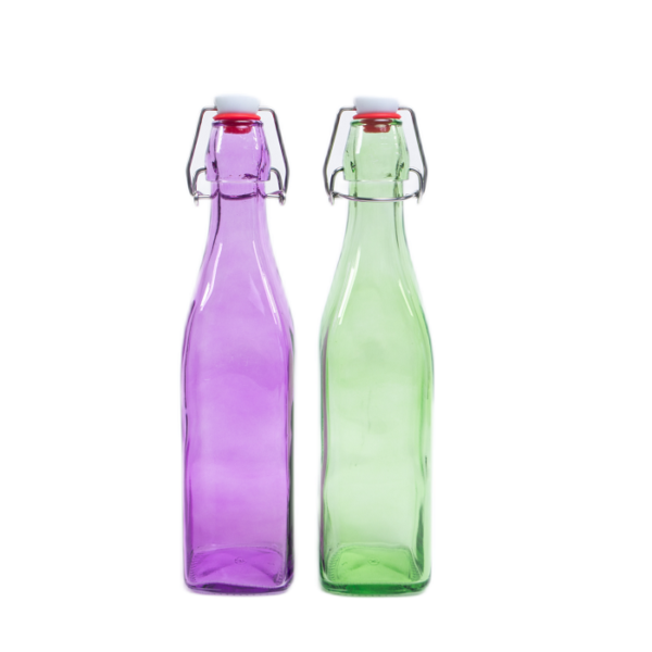colored square swing top bottles