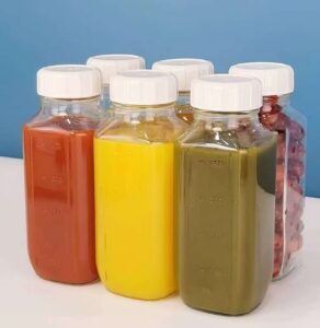 French square bottles for juicing